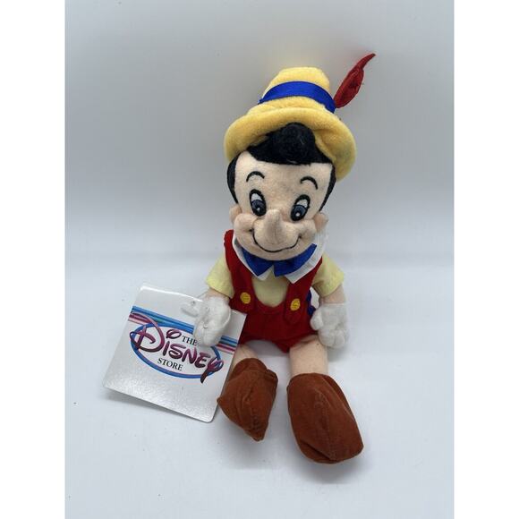 The Disney Store Mini Bean Bag 9" Pinocchio The Boy Bean Plush Toy Tag - Picture 1 of 7